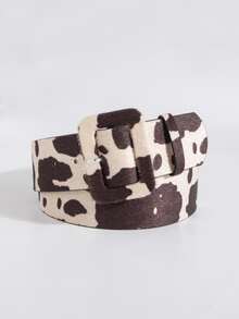 Y2K風格奶牛圖案寬腰帶適用於年輕女士,可愛和多用途 - 米色 - 查看 1