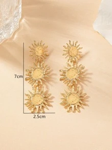 1 đôi Hình học Đúng mốt Quá quắt Hình hoa hướng dương Dangle Hoa tai - Vàng - Xem 2