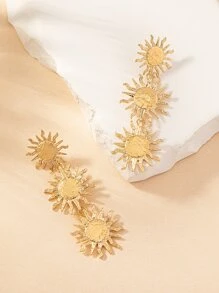 1 đôi Hình học Đúng mốt Quá quắt Hình hoa hướng dương Dangle Hoa tai - Vàng - Xem 4