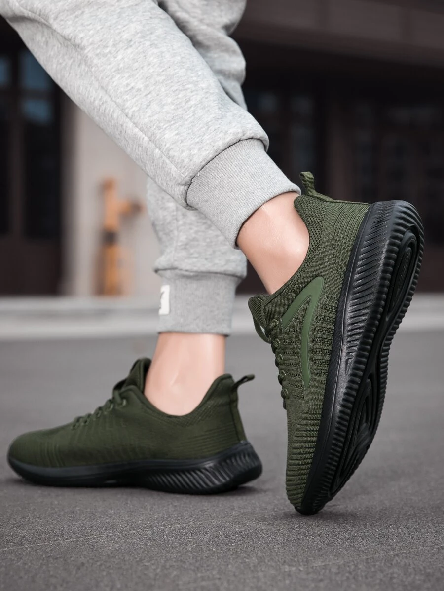 2023新款透氣輕便網紗鞋女士們運動鞋休閒鞋跑步鞋 - 綠色 - 查看 1