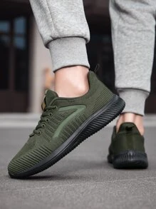 2023新款透氣輕便網紗鞋女士們運動鞋休閒鞋跑步鞋 - 綠色 - 查看 4