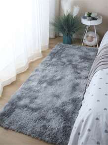 1件浅灰色扎染绒面装饰地毯，柔软舒适，适用于客厅、卧室、女孩房，不掉毛长毛地毯