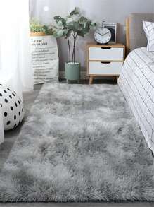 1件浅灰色扎染绒面装饰地毯，柔软舒适，适用于客厅、卧室、女孩房，不掉毛长毛地毯