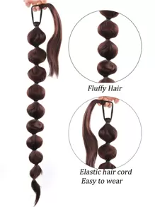 編織黑暗棕色30寸超長合成纖維纖維馬尾適合女士 - Dark Brown - 查看 6