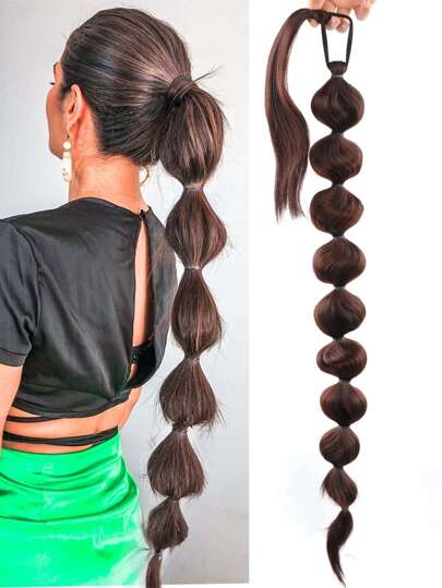 編織黑暗棕色30寸超長合成纖維纖維馬尾適合女士