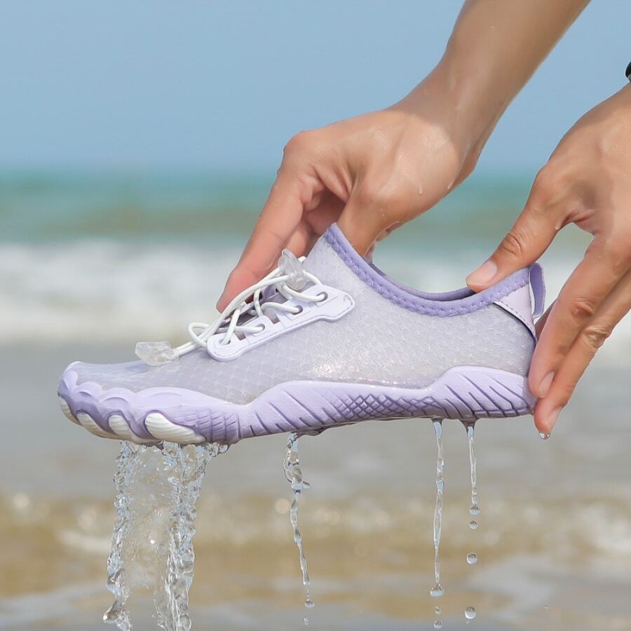 para niños playa Zapatos Zapatillas de agua secado rápido anti deslizante nadar Zapatos para actividades al aire libre , gimnasia , Comba , correr - Púrpura polvoriento - Ver 1