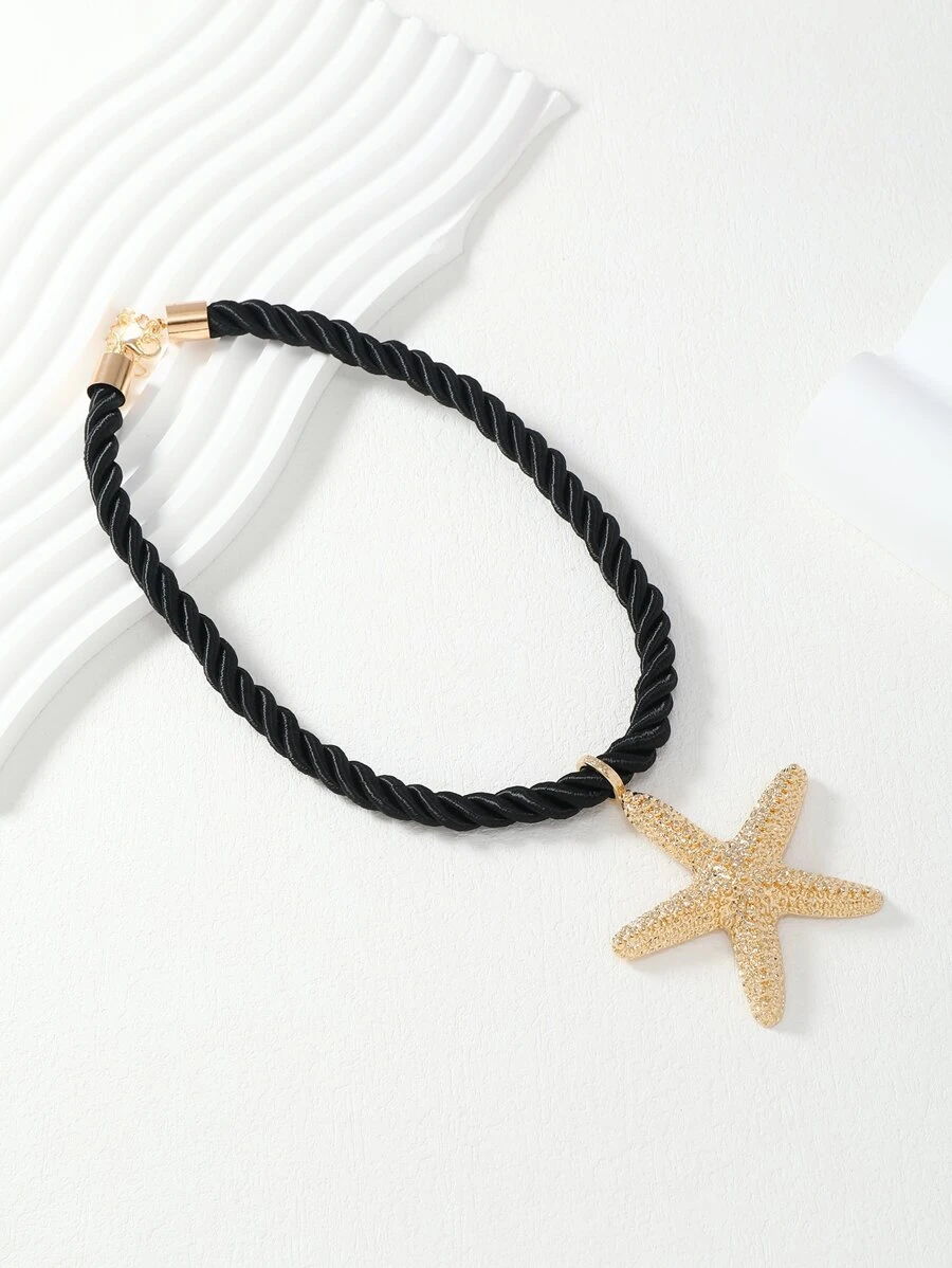 1 Miếng Đúng mốt Hợp kim Sao biển Vòng cổ mặt dây chuyền Thích hợp Đối với phụ nữ - màu đen - Xem 1