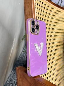 Mạ Đồ trang trí Rhinestone Đồ họa Chữ cái Ốp lưng & bao da điện thoại - Màu tím - Xem 1