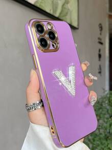 Mạ Đồ trang trí Rhinestone Đồ họa Chữ cái Ốp lưng & bao da điện thoại - Màu tím - Xem 2