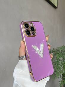 Mạ Đồ trang trí Rhinestone Đồ họa Chữ cái Ốp lưng & bao da điện thoại - Màu tím - Xem 6