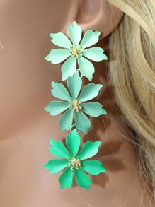 6對漸變花朵形狀吊墜耳環 - 彩色 - 查看 5