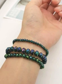 多種彈力簡約風和多用途串珠手鏈適用於情侶 - 綠色 - 查看 3