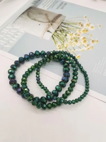 多種彈力簡約風和多用途串珠手鏈適用於情侶 - 綠色 - 查看 2