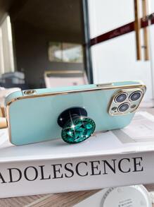 Contrast Frame Phone Case With Rhinestone Decor Stand-Out Phone Grip - Green - View 7