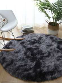 1 块圆形毛绒柔软蓬松地毯 - 现代简约涤纶室内地毯，机织地毯，适用于客厅、卧室、游戏室、宿舍、沙发、青少年房间装饰、学习和娱乐区 - 易于清洁，氛围舒适