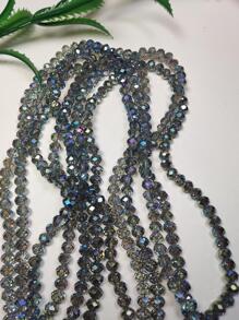 1串镀金蓝色水晶玻璃圆珠/玻璃刻面珠/玻璃隔珠，适用于耳环/手链/脚链/项链等首饰制作、圣诞树装饰、节日装饰、婚礼装饰、窗户装饰 - 藏蓝色 - 查看 6