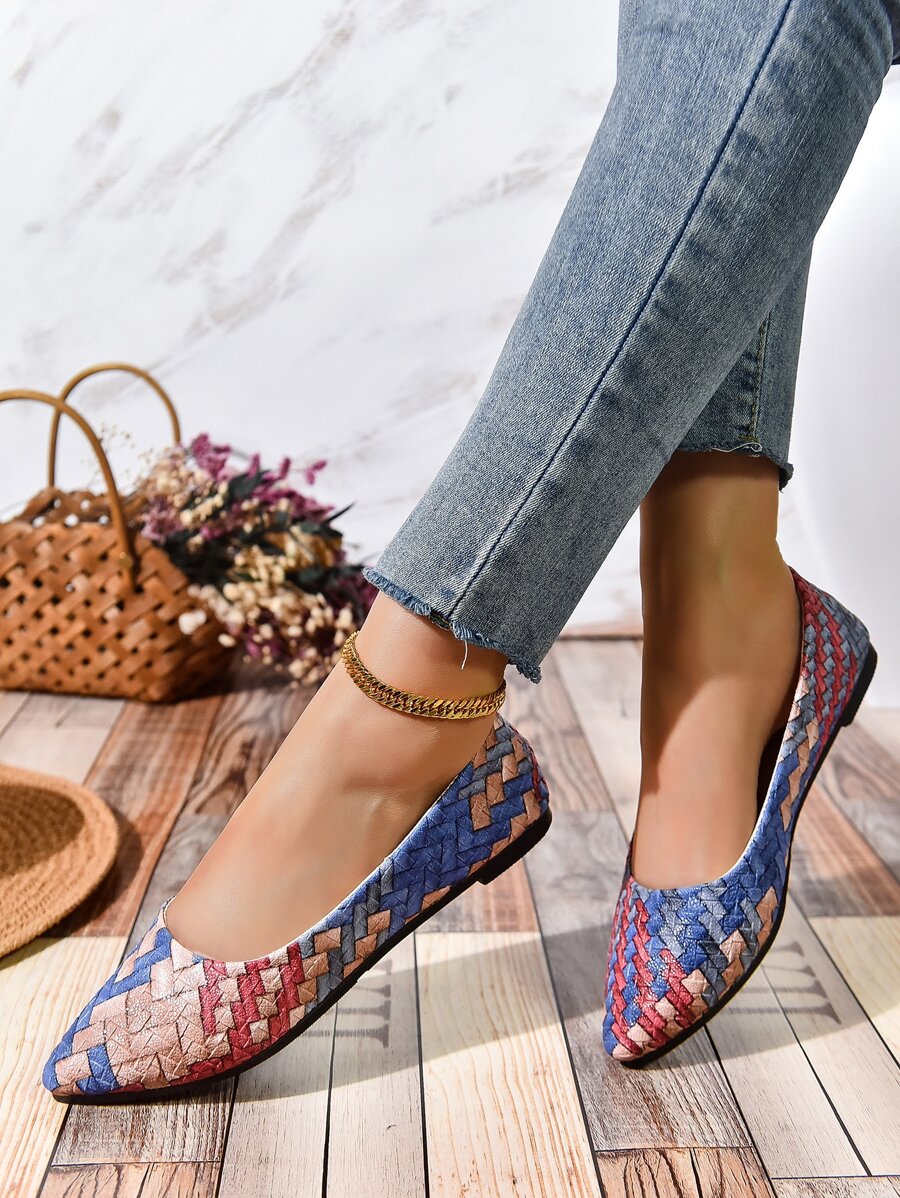 女式平底鞋,2023春/夏新品,柔軟舒適,尖頭設計,休閒百搭 - 彩色 - 查看 1