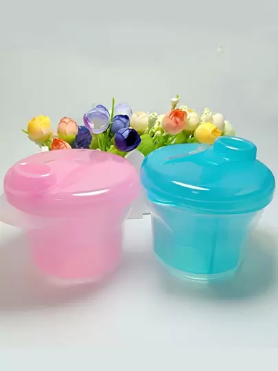 2入組旋轉雙層 3 隔層嬰兒奶粉盒、嬰兒配方奶粉分配器、食品收納盒、便攜式旅行零食盒