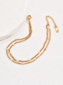 1 Stück Fashion Edelstahl Mehrlagige Fußkette Für Frauen für Dekoration Geschenk