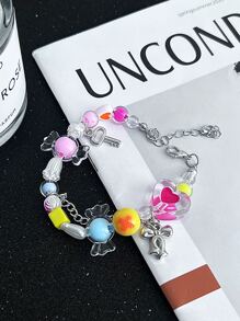 Kẹo Màu sắc Dopamine vui tươi Cô gái Ngọt ngào dễ thương vui tươi Mát mẻ Tua Bowknot vui tươi Mát mẻ Nóng Cô gái Love Ly Màu sắc Hạt Thiết kế Chuỗi vòng tay - Đầy màu sắc - Xem 5