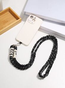Braided Phone Lanyard With Connecting Card Gifts For Mother, Family, Friends, Birthday, Holiday Phone Charm, Phone Chain - Black and White - View 3
