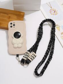 Braided Phone Lanyard With Connecting Card Gifts For Mother, Family, Friends, Birthday, Holiday Phone Charm, Phone Chain - Black and White - View 4