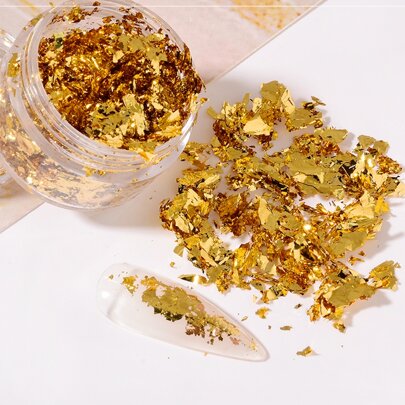 1Box Nail Art Gold & Silver Foil Paper With Y2K Aesthetic 3D Asymmetrical Aluminum Stickers Diy Nail Charms Nail Gems Nail Supplies Nails