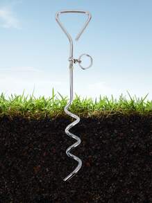 1pc Outdoor Pet Supplies Stainless Iron Screw Dog Leash Fixed Stake Dog Nail Earth Anchor Set - Silver - View 4