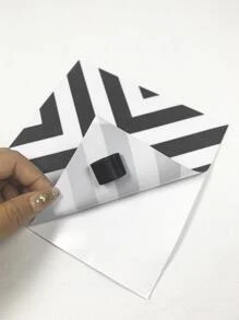 9pcs Waterproof And Oilproof Geometric Pattern Self Adhesive Floor Stickers - Black and White - View 5