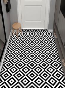 9pcs Waterproof And Oilproof Geometric Pattern Self Adhesive Floor Stickers - Black and White - View 1