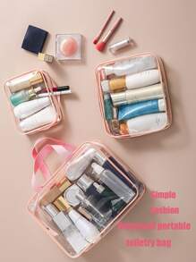 1只透明便攜式化妝包,簡單pvc透明設計旅行收納袋,戶外郵輪必備品,沙灘袋、沙灘毛巾收納包,海灘風格配件,度假必備品,讓您的夏季更加放心愉快