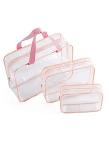 1只透明便攜式化妝包,簡單pvc透明設計旅行收納袋,戶外郵輪必備品,沙灘袋、沙灘毛巾收納包,海灘風格配件,度假必備品,讓您的夏季更加放心愉快