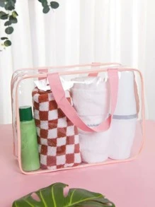 1只透明便攜式化妝包,簡單pvc透明設計旅行收納袋,戶外郵輪必備品,沙灘袋、沙灘毛巾收納包,海灘風格配件,度假必備品,讓您的夏季更加放心愉快