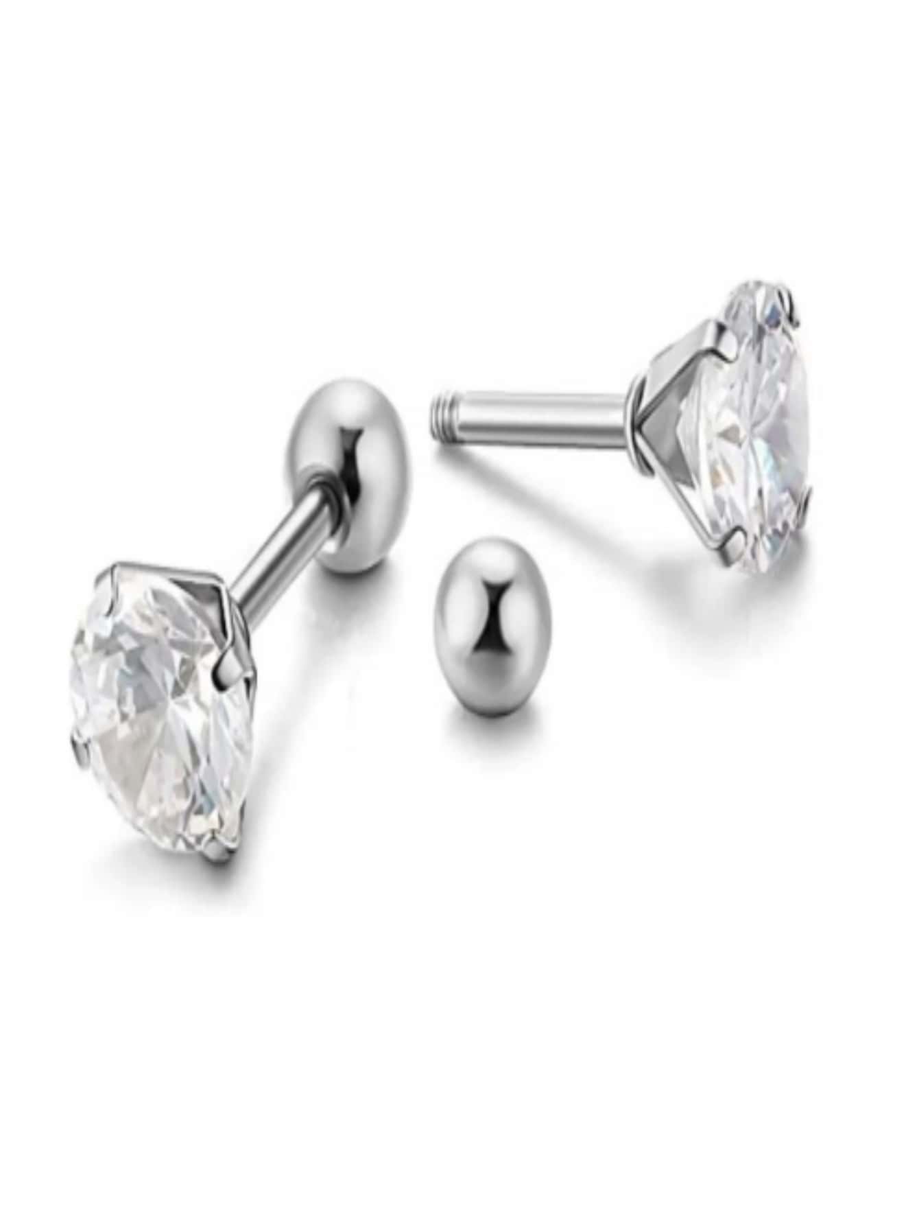 Stud Earrings - Xám - Xem 1