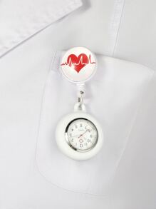 1 Stück liebevolle Krankenschwester Uhr, mit Herz Muster und dehnbar mit Schnallenverschluss, großes klares Ziffernblatt und Silikongehäuse, Valentinstag
