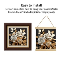 1 pieza Pintura de pared dorado color rosa espléndido - Negro - Ver 5