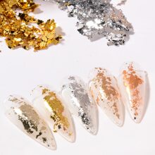 1Box Nail Art Gold & Silver Foil Paper & 3D Asymmetrical Aluminum Sticker Diy Nail Charms Nail Gems Nail Supplies Nails - Silver - View 3