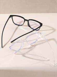2pcs/Set Retro & Classic Square Frame Rivet Fashion Transparent Eyeglasses For Men
