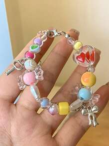 Kẹo Màu sắc Dopamine vui tươi Cô gái Ngọt ngào dễ thương vui tươi Mát mẻ Tua Bowknot vui tươi Mát mẻ Nóng Cô gái Love Ly Màu sắc Hạt Thiết kế Chuỗi vòng tay - Đầy màu sắc - Xem 7