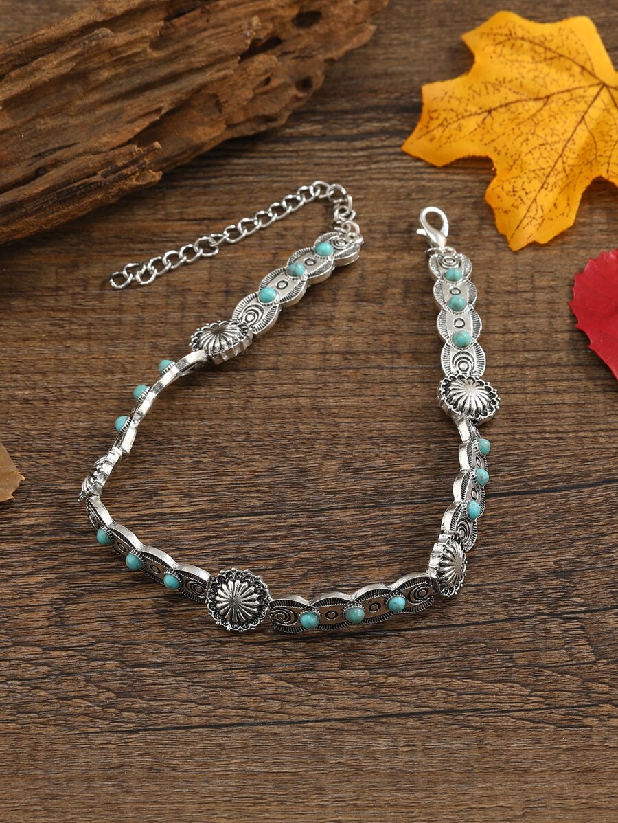 波西米亞風格女士短休閒項鍊,復古鎖骨鏈條