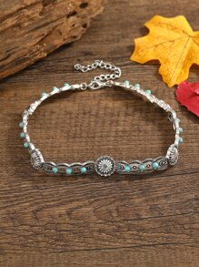 波西米亞風格女士短休閒項鍊,復古鎖骨鏈條