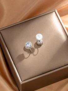1 Paar Modisch Künstlich Kubischem Zirkonia Insektenschutzmittel Spule Tablett Klipp-Ohrringe Für Frauen ohne Durchbohrt Ohren , Empfindlich und Exquisit , Schick Geschenk für Geburtstag