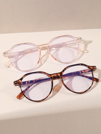 2 副女士多边形时尚眼镜，适合日常使用