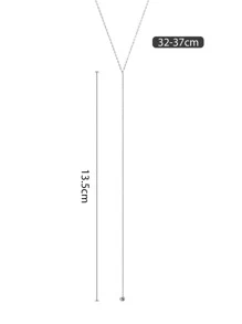 1入組時尚S925銀色Y形字母設計超長吊墜項鍊，展現性感魅力，簡約和個性化風格，短鏈項鍊，適合女士夏季派對 - 銀色 - 查看 9