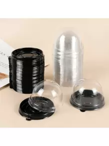 Mini Cupcake Dome 25 Pcs Crescent Plastic Cake Box Wedding Party Gift Bags - Black - View 1