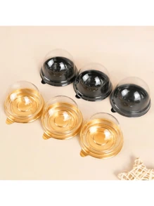 Mini Cupcake Dome 25 Pcs Crescent Plastic Cake Box Wedding Party Gift Bags - Black - View 3