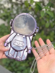 Astronaut Design Phone Case With Lanyard & Glitter Paper - Purple - View 1