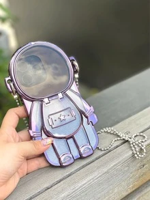 Astronaut Design Phone Case With Lanyard & Glitter Paper - Purple - View 6
