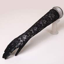 Vintage See-Through Mesh Long Black Lace Gloves For Bridal Photoshoot Prop, Short White Sleeves Also Available Witch Valentine's Day Autumn Accessories