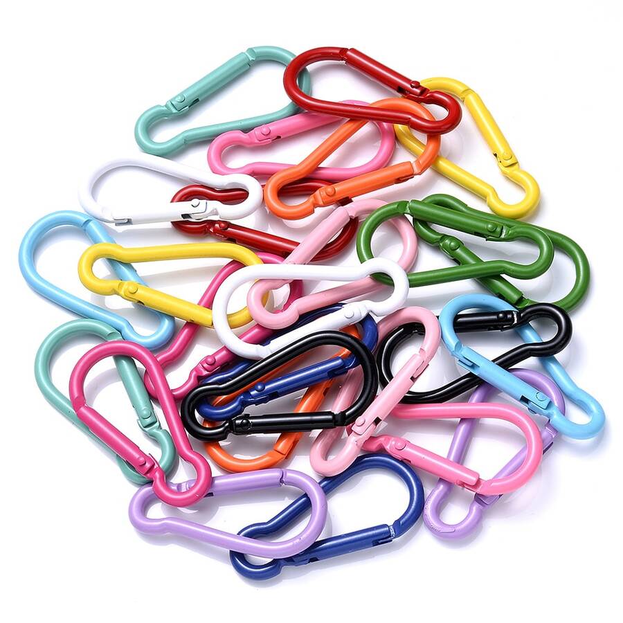 10pcs Mix Color Carabiner D-Ring Key Chain Clip Camping Hoop Outdoor Spring Gate Safety Buckle Kayrings Diy Accessories - Multicolor - View 1